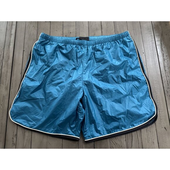 PRADA Mens Logo Athletic Shorts Swim Trunks Beach Satin Blue Size 52 - Picture 5 of 11